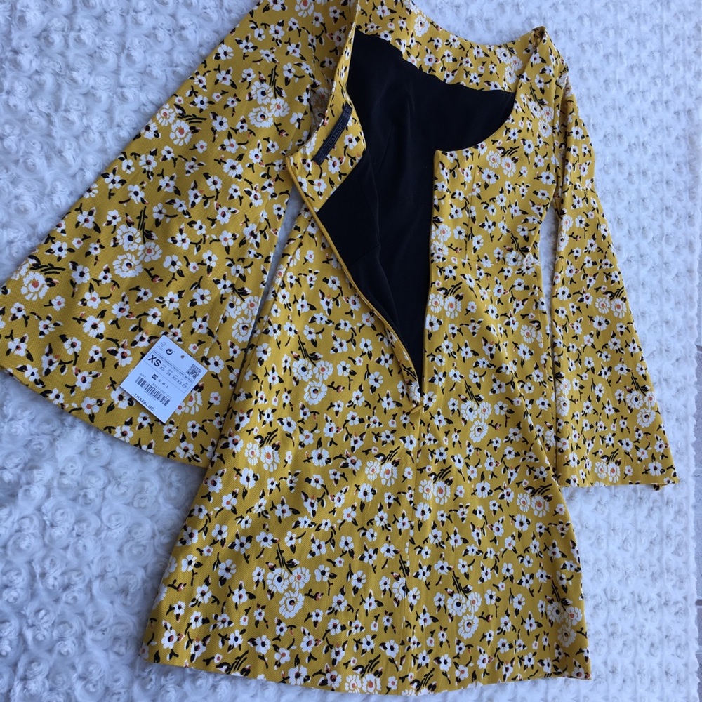 ZARA Trafaluc yellow floral shift dress - Picture 5 of 8